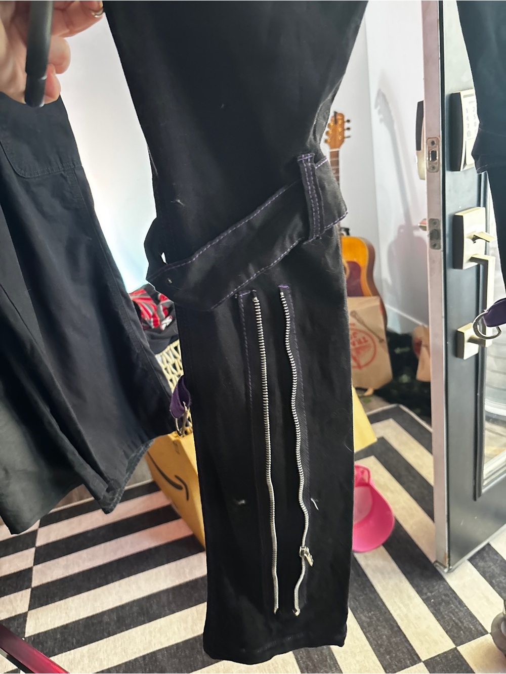 Tripp NYC Black Pants with Purple Trim and Hardware - Picture 5 of 6